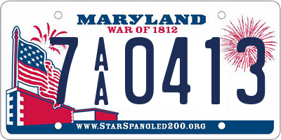 MD license plate 7AA0413