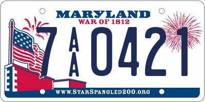 MD license plate 7AA0421