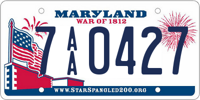 MD license plate 7AA0427