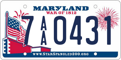 MD license plate 7AA0431