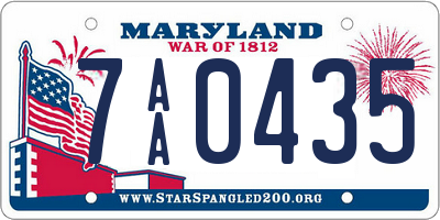 MD license plate 7AA0435