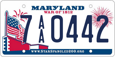 MD license plate 7AA0442