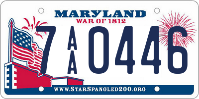 MD license plate 7AA0446