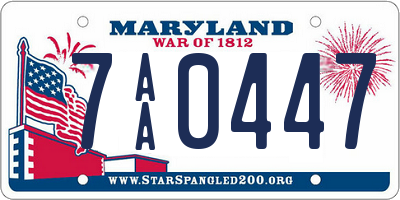 MD license plate 7AA0447