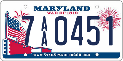MD license plate 7AA0451