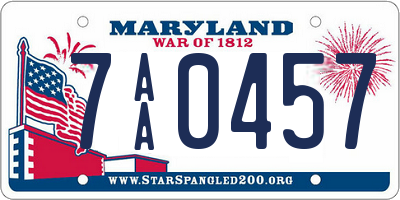 MD license plate 7AA0457