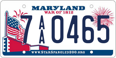 MD license plate 7AA0465