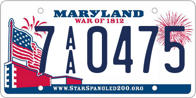 MD license plate 7AA0475