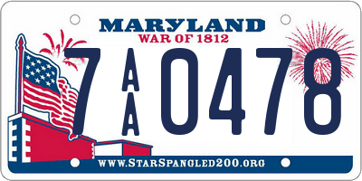 MD license plate 7AA0478