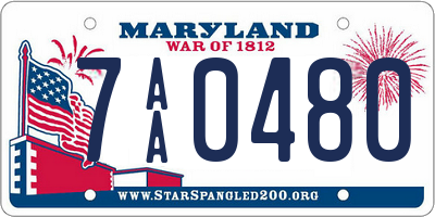 MD license plate 7AA0480