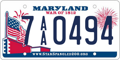 MD license plate 7AA0494