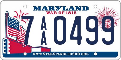 MD license plate 7AA0499