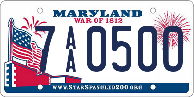 MD license plate 7AA0500