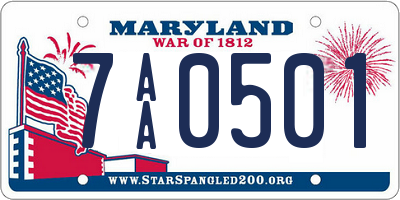 MD license plate 7AA0501