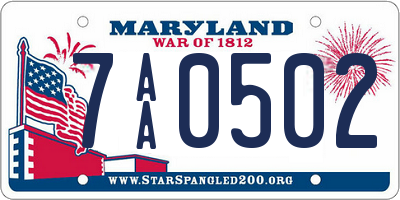 MD license plate 7AA0502