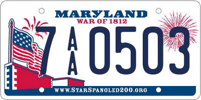 MD license plate 7AA0503