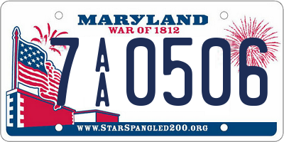 MD license plate 7AA0506