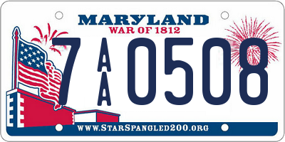 MD license plate 7AA0508