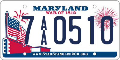 MD license plate 7AA0510