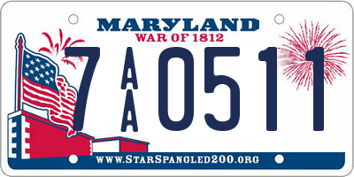 MD license plate 7AA0511