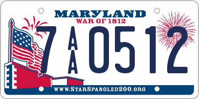 MD license plate 7AA0512