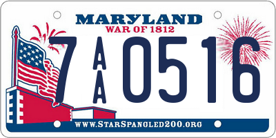 MD license plate 7AA0516