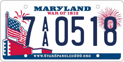 MD license plate 7AA0518