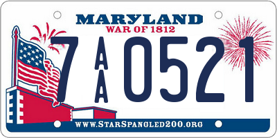 MD license plate 7AA0521