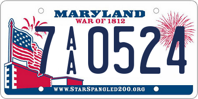 MD license plate 7AA0524