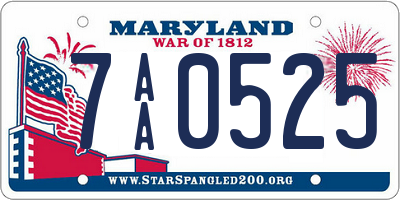 MD license plate 7AA0525