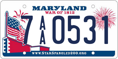 MD license plate 7AA0531