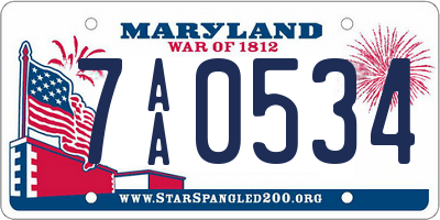 MD license plate 7AA0534