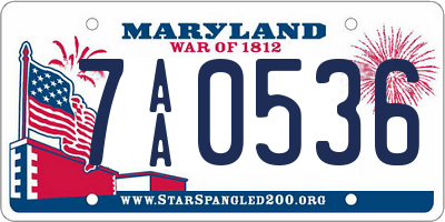 MD license plate 7AA0536