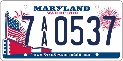 MD license plate 7AA0537