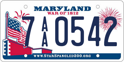 MD license plate 7AA0542
