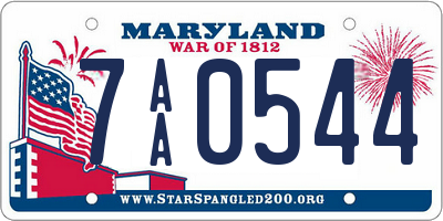 MD license plate 7AA0544
