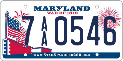 MD license plate 7AA0546