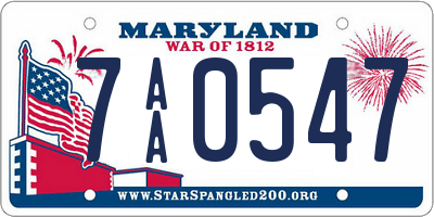 MD license plate 7AA0547