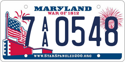 MD license plate 7AA0548