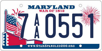 MD license plate 7AA0551