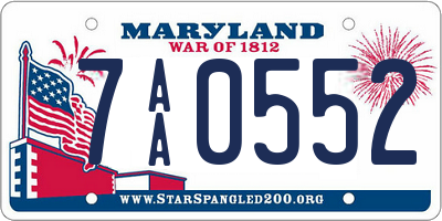 MD license plate 7AA0552