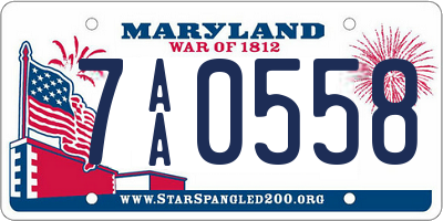 MD license plate 7AA0558