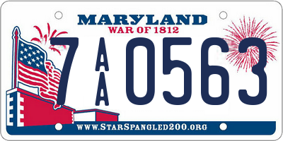 MD license plate 7AA0563