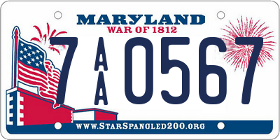 MD license plate 7AA0567