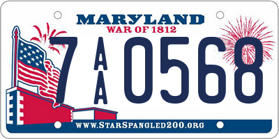 MD license plate 7AA0568