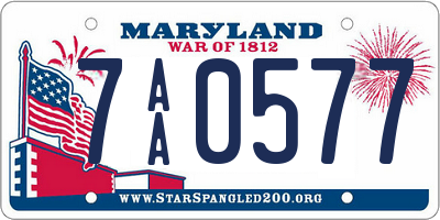 MD license plate 7AA0577