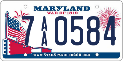 MD license plate 7AA0584