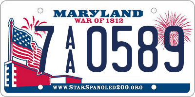 MD license plate 7AA0589