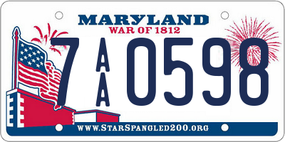 MD license plate 7AA0598