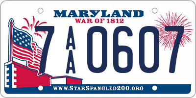 MD license plate 7AA0607